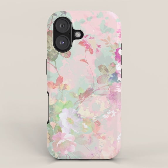 Pastal Shell Pastel Watercolor Floral Tough Case for Apple iPhone, Polycarbonate ...