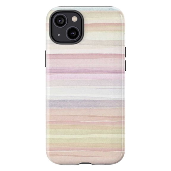 Pastel Watercolor Stripe Phone Case, Soft Rainbow Gradient iPhone Cover, Minimalist Artistic Protective Case for iPhone 16 15 14 13 12 11 Pro Plus Max Mini