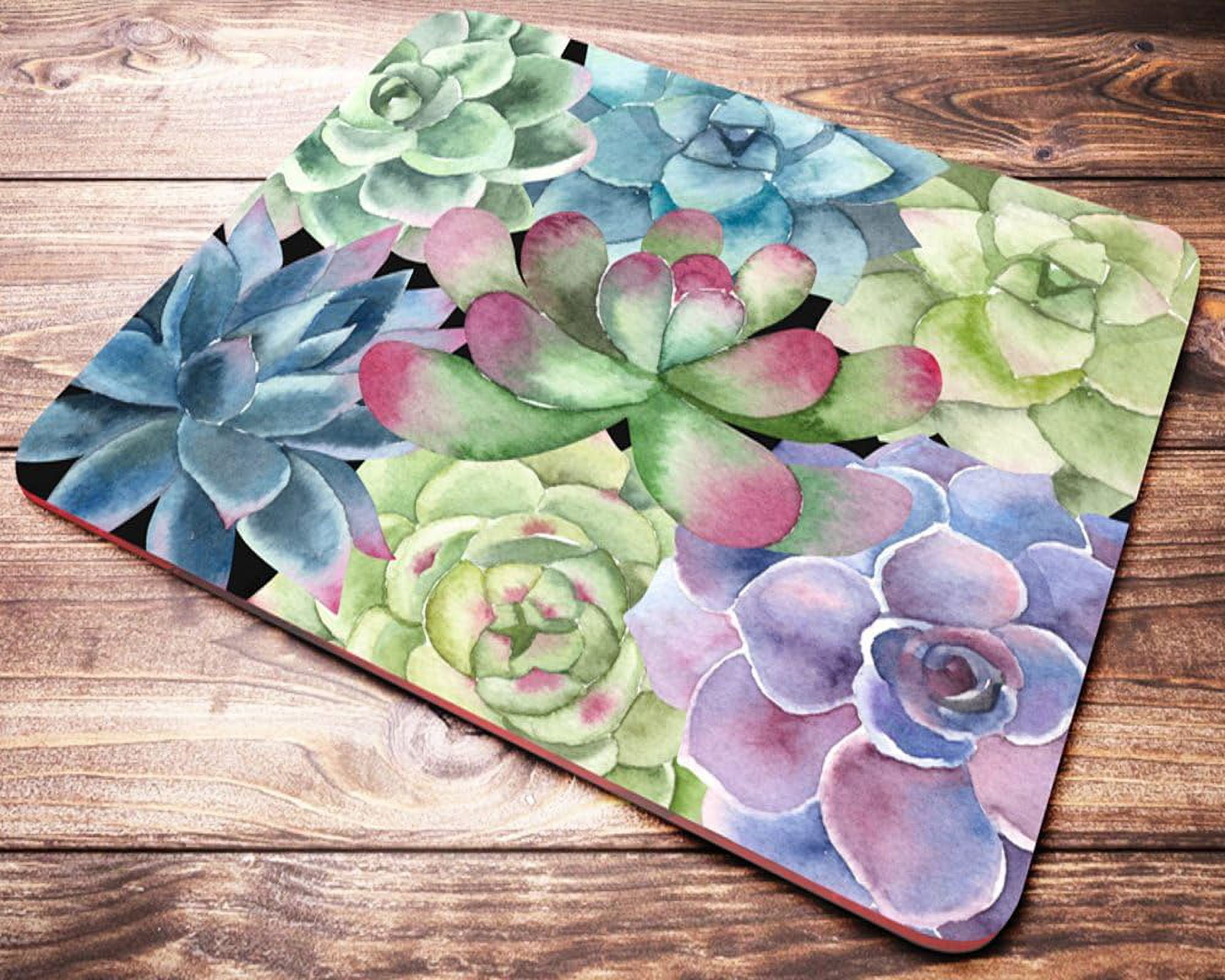 Pastel Watercolor Succulent Mouse Pad Cactus Decor Mousepad Office