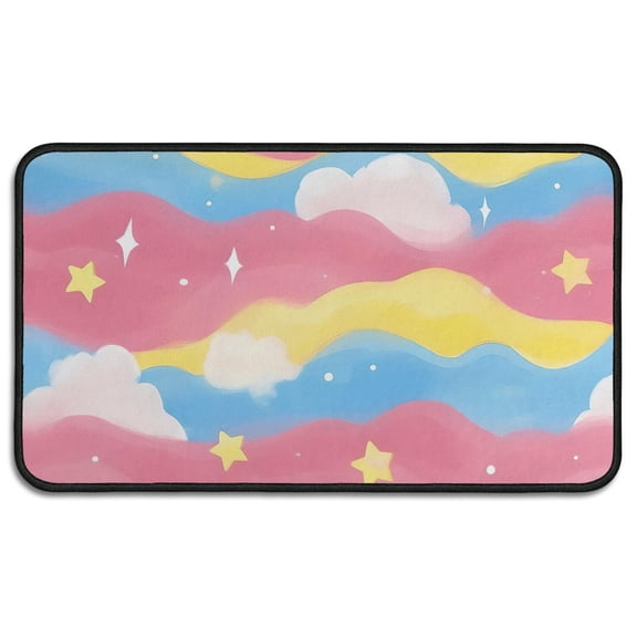 Pastel Wave Star Pattern Door Rugs,Washable Non Slip Door Mats Indoor,Decorative Door Mats,Entry Mat Indoor for Entrance,Bedroom,Kitchen,Bathroom,30"x17"