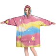 thumbnail image 1 of Pastel Wave Star Pattern Wearable Oversized Blanket,Wearable Blanket Hoodie for Adults,Cozy Hooded Blankets with Super Pockets,Super Warm Fuzzy Pullover for Women & Men, 1 of 6