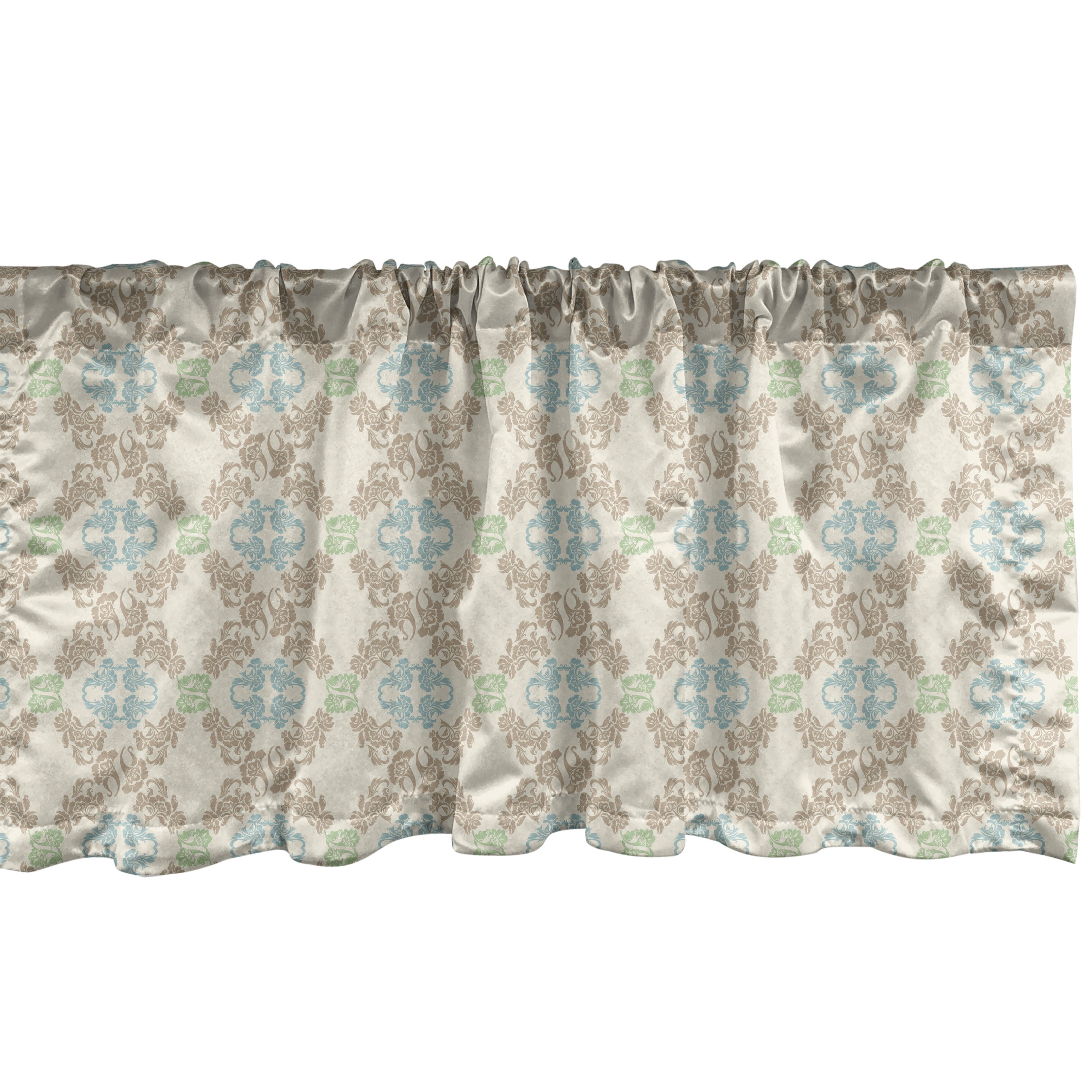 Pastel Window Valance, Baroque Inspired Damask Art Curves Motifs in ...