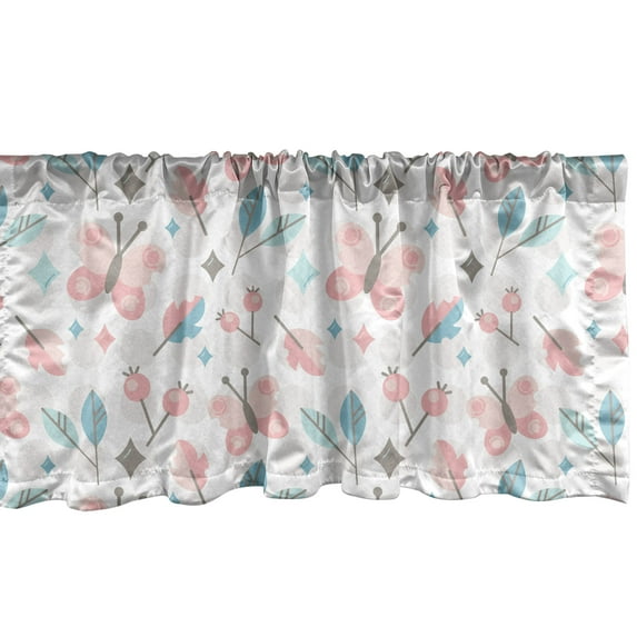 Ambesonne Pastel Valance Pack of 2, Butterflies and Round Shapes, 54"X18", White Blush Pale Blue