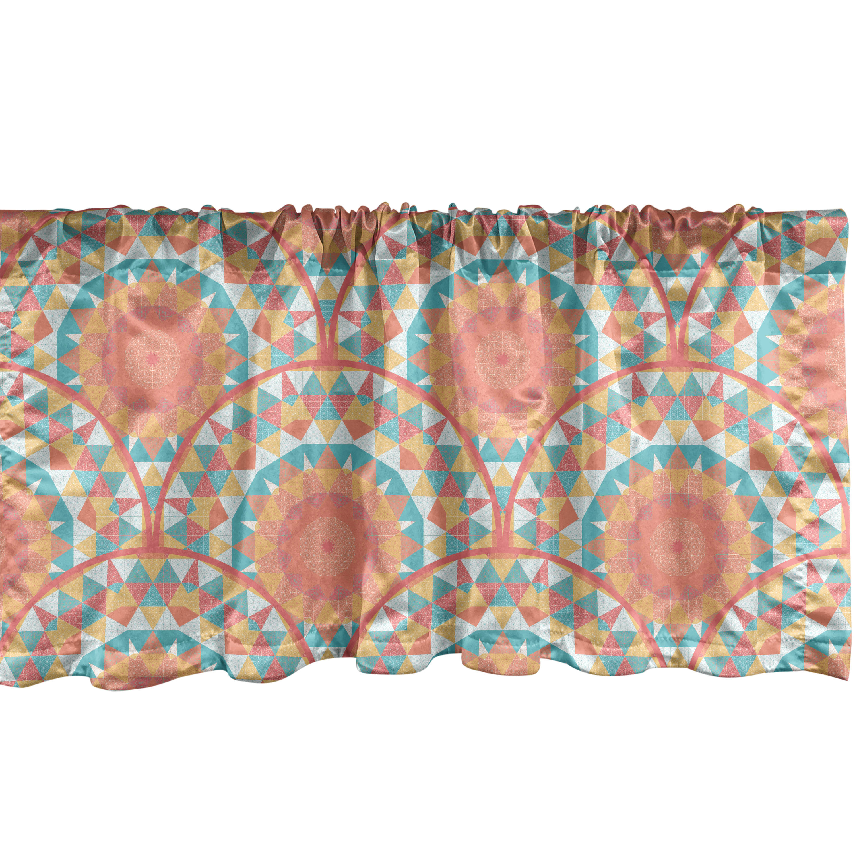 Multi Patterned Valance Pastel Window Valance, Triangles in Circular Formations Native Inspired ...