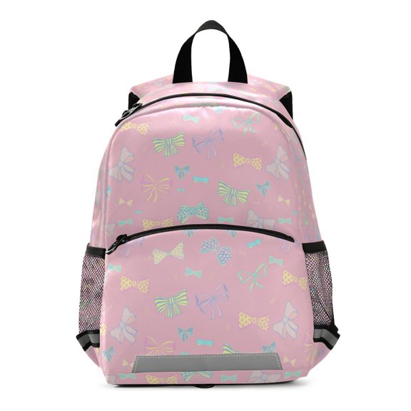 Pastel bows pink background pattern Student Laptop Backpack For Middle Teen Bookbag Travel Daypack