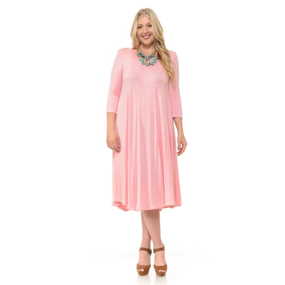 Pastel by Vivienne Women's A-Line Trapeze Midi Dress Plus Size Dusty Pink XX-Large