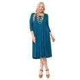 thumbnail image 1 of Pastel by Vivienne Women's A-Line Trapeze Midi Dress Plus Size Teal X-Large, 1 of 4