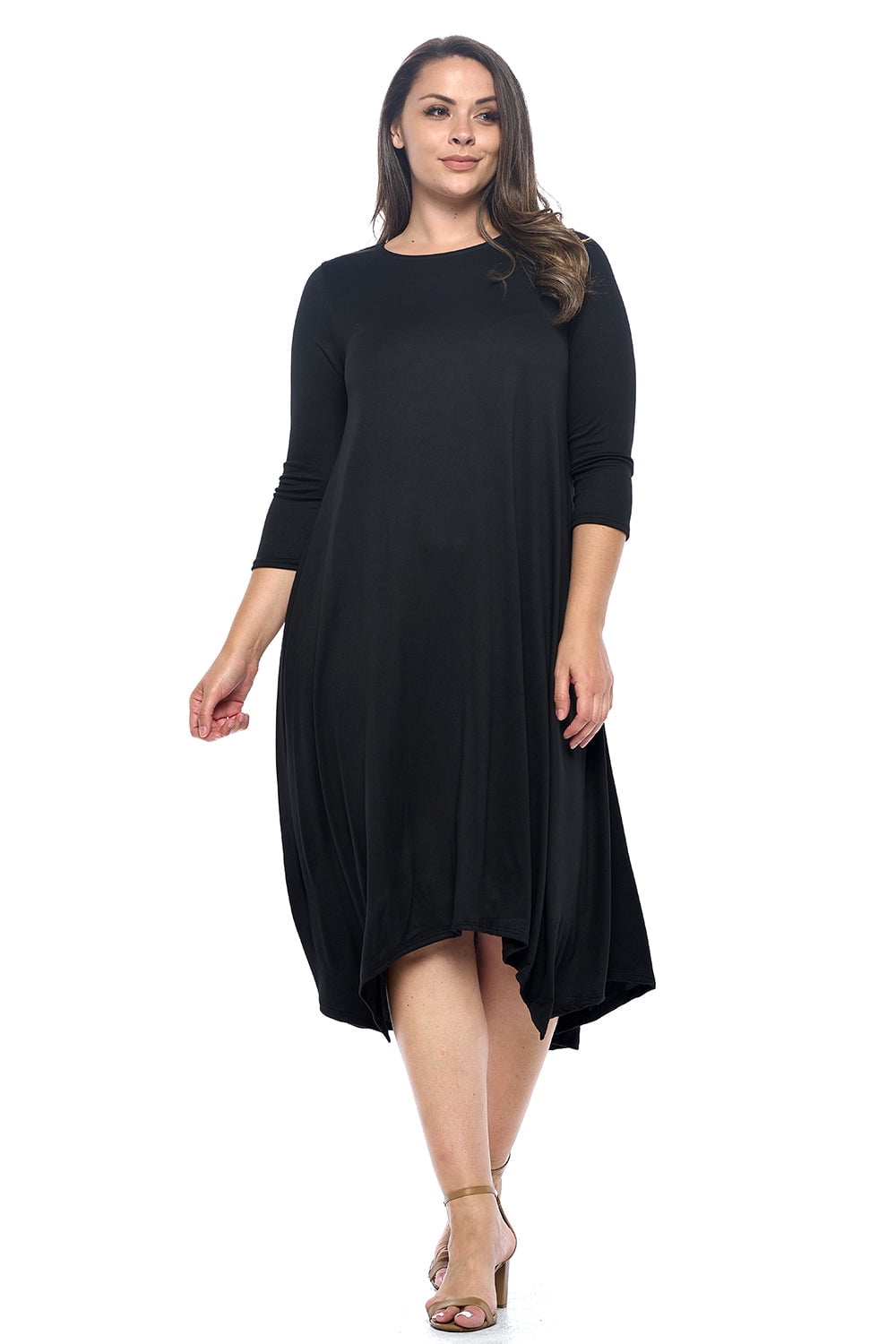Pastel by Vivienne Women's Asymmetric Hem Midi Dress Plus Size Black X-Large  - Walmart.com