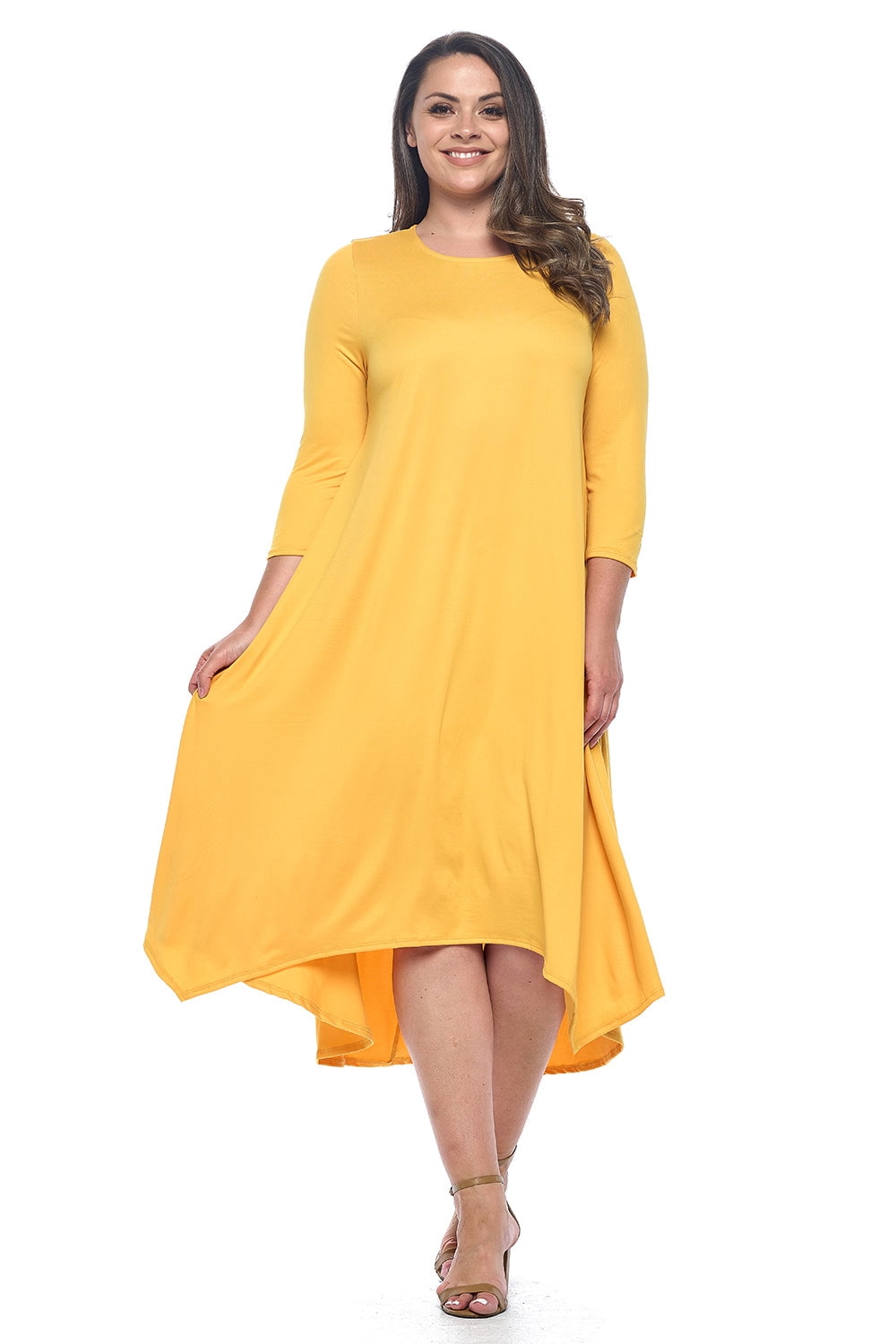 navy blue dress for baby girl Asymmetrical mustard zero waste cotton blend dress – Emotive main image 0