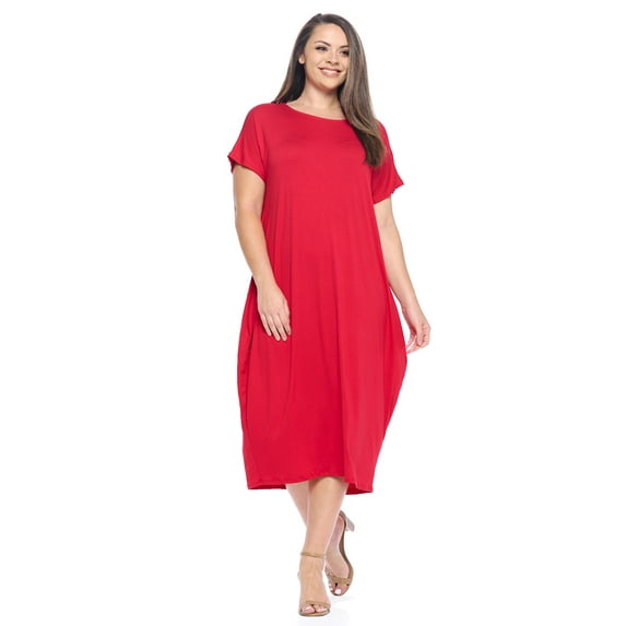 Pastel by Vivienne Women's Cocoon Maxi Dress with Dolman Sleeve Red XXX-Large