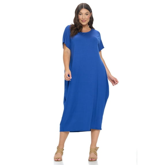 Pastel by Vivienne Women's Cocoon Maxi Dress with Dolman Sleeve Royal Blue XX-Large