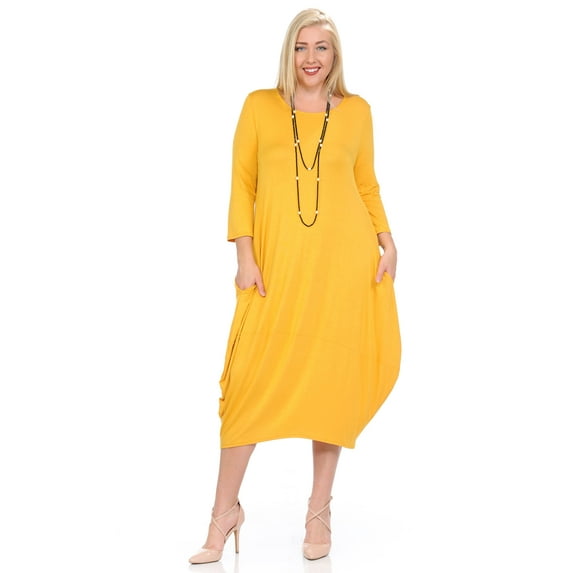 Pastel by Vivienne Women's Cocoon Midi Dress Plus Mustard XXX-Large