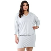 Pastel by Vivienne Women's Dolman Cuff Sleeve Dress Plus Size Heather Grey X-Large