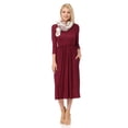 thumbnail image 1 of Pastel by Vivienne Women's Fit and Flare Midi Dress with Pockets Burgundy X-Large, 1 of 1