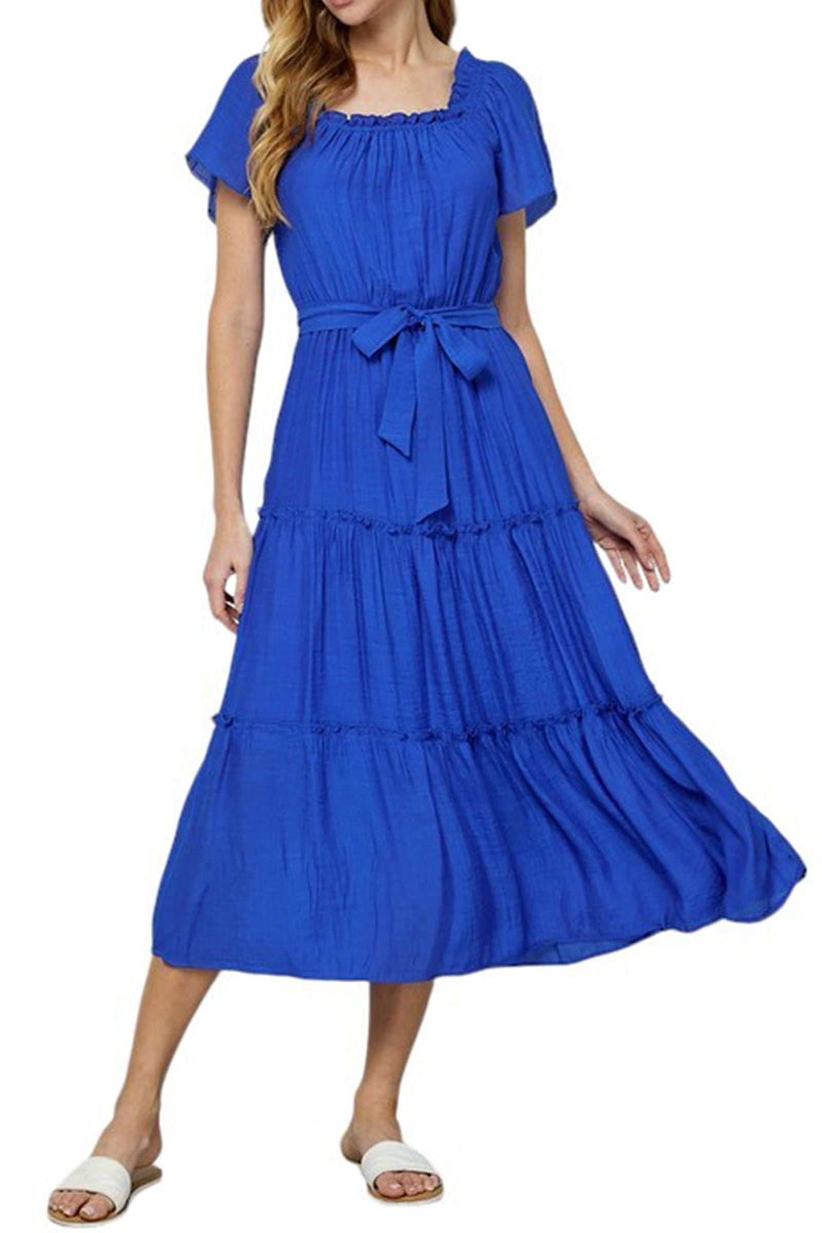 Pastel checks- Relax Frill neck sleeveless mirror work dress