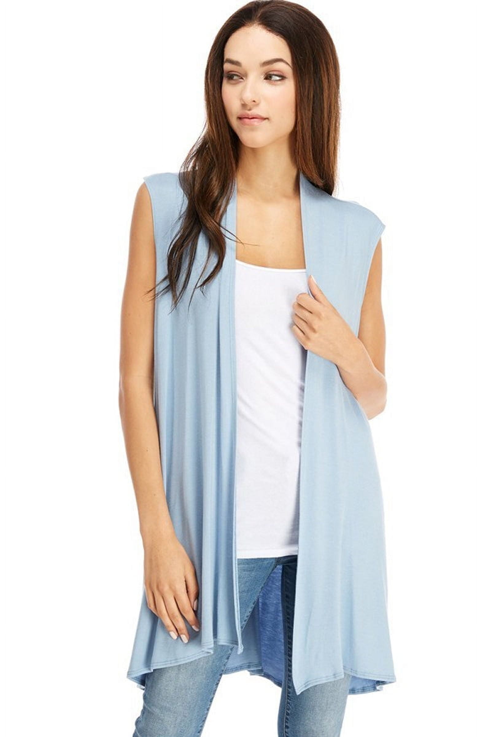 Pastel by Vivienne Women's Long Vest with Side Pockets Dusty Blue — free download