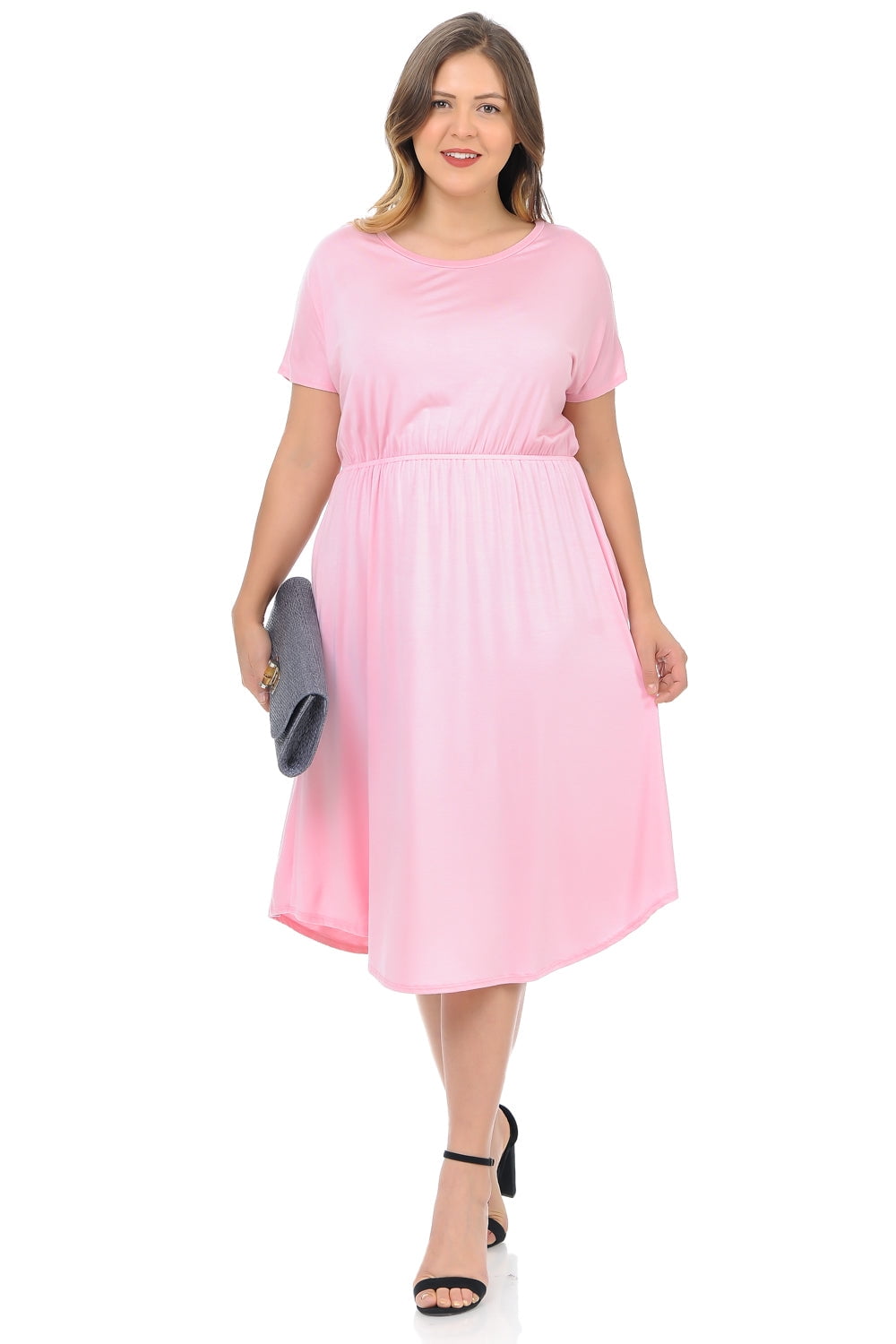 Pastel by Vivienne Women's Midi Dress with Pockets and Elastic Waist in Plus  Size Dusty Pink XX-Large - Walmart.com