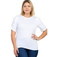 thumbnail image 1 of Pastel by Vivienne Women's Ruched Sleeve Top Plus Size White X-Large, 1 of 1