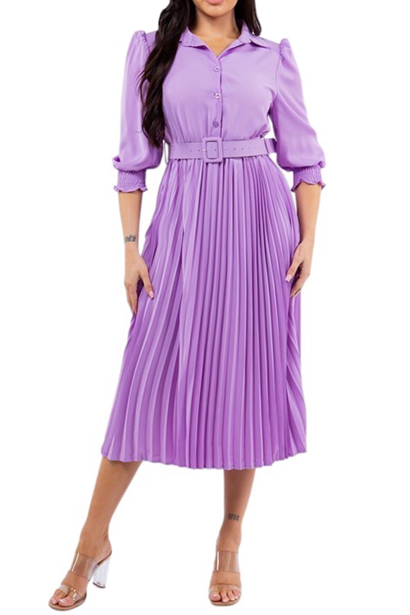 GUESS Women's Vivenne Pleated Button-Up Shirt – Long Sleeve Blouse With Self-Covered Buttons