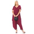 thumbnail image 1 of Pastel by Vivienne Women's Short Sleeve Harem Jumpsuit in Plus Size Wine X-Large, 1 of 4