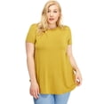 thumbnail image 1 of Pastel by Vivienne Women's Short Sleeve Jersey Top in Plus Size Mustard X-Large, 1 of 4