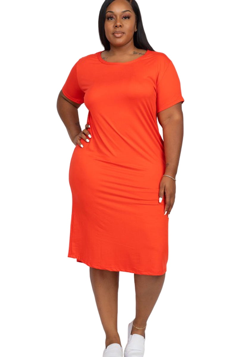 Plus size orange clearance t shirt dress