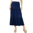 thumbnail image 1 of Pastel by Vivienne Women's Solid Tiered Maxi Skirt Plus Size Navy XX-Large, 1 of 2