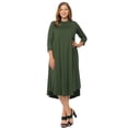 thumbnail image 1 of Pastel by Vivienne Women's Swing Midi Dress Plus Size Olive X-Large, 1 of 3