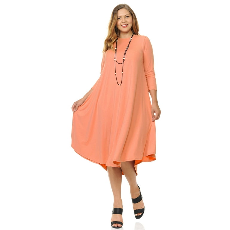 Pastel by Vivienne Women s Swing Midi Dress Plus Size Peach XX Large