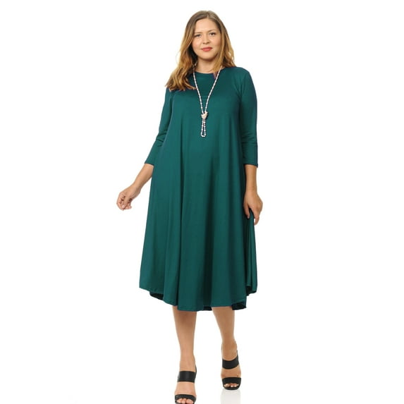 Pastel by Vivienne Women's Swing Midi Dress Plus Size Teal XXX-Large