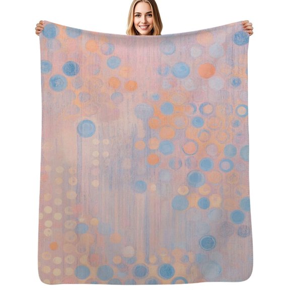 Pastel circles abstract art Flannel Blanket Warm Soft Bedding Throws Winter Camping Chair Sofa Bed
