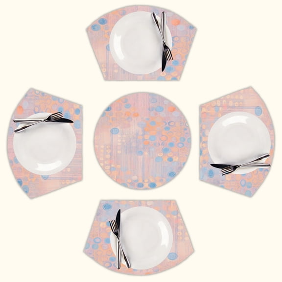 Pastel circles abstract art Round Table Placemats Set Of 5 Wedge Table Mats Washable Heat Resistant Place Mat For Dining Table Kitchen Farmhouse Restaurant