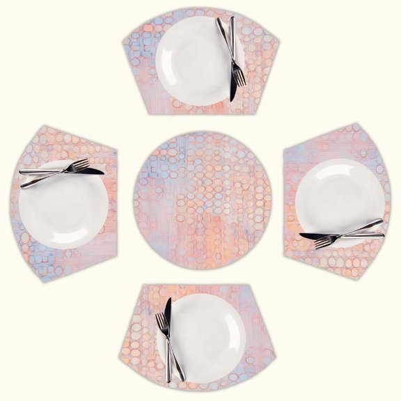 Pastel circles abstract texture Round Table Placemats Set Of 5 Wedge Table Mats Washable Heat Resistant Place Mat For Dining Table Kitchen Farmhouse Restaurant