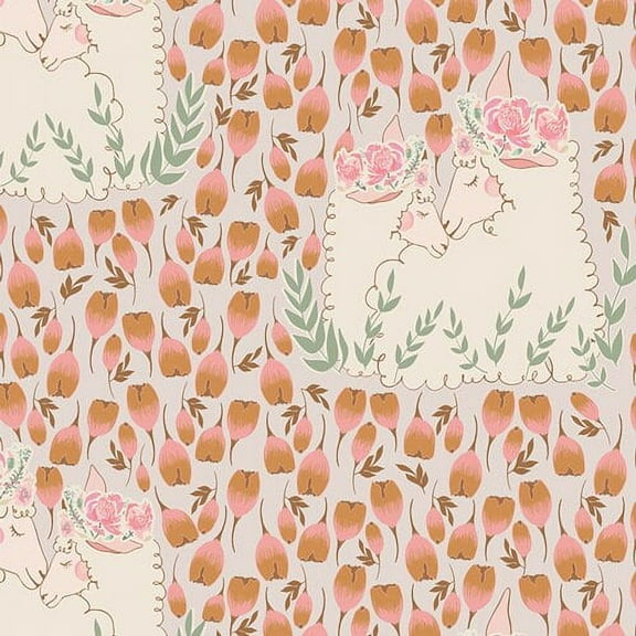 Pastel floral lamb fabric, Art Gallery Fabrics My Darling Lambkin, Sold by the Quarter Yard