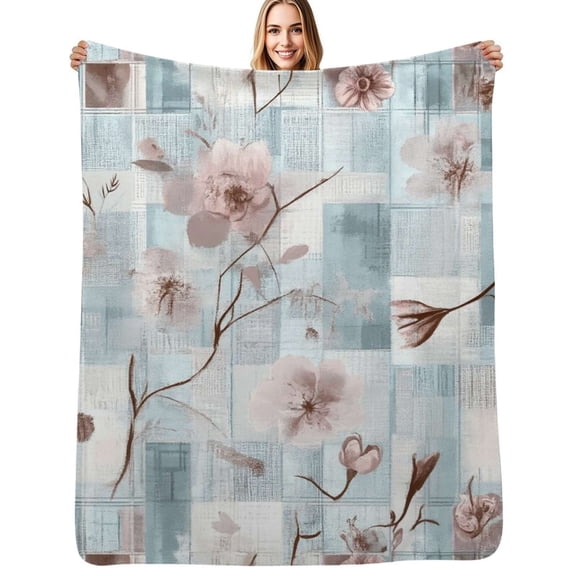 Pastel floral patchwork design Soft Blanket Travel Bedding Throws Flannel Bedspread Sofa Bed Cover