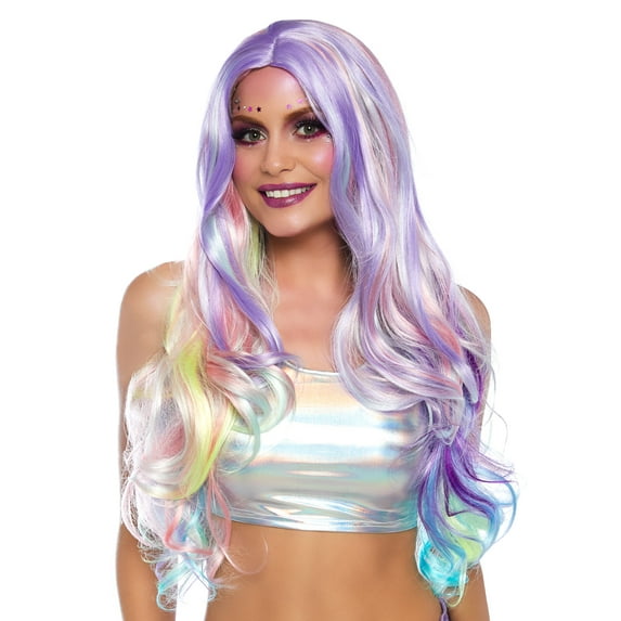 Pastel rainbow long wavy wig