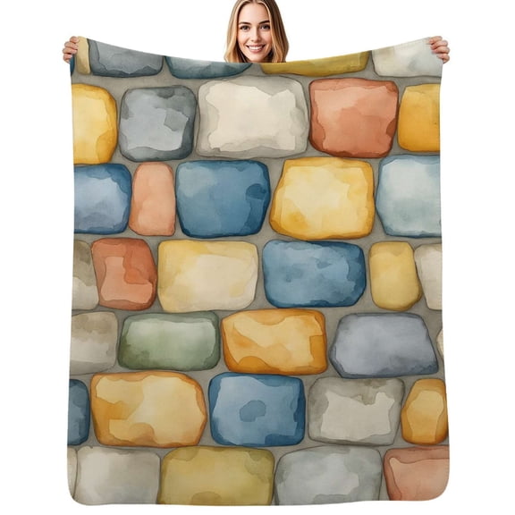 Pastel stone wall texture Flannel Blanket Warm Soft Bedding Throws Winter Camping Chair Sofa Bed