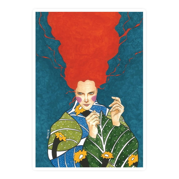 Pastell A Woman Of Nature Sticker -Hulya Ozdemir Designs, Vinyl Sticker