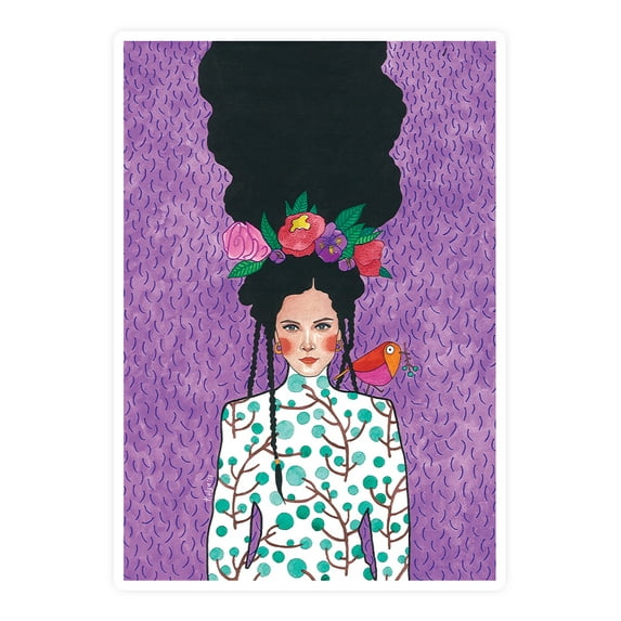 Pastell Beautiful Flower Woman Sticker -Hulya Ozdemir Designs, Vinyl Sticker