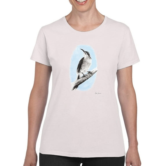 Pastell Bird On A Branch T-shirt Women's -Ashvin Harrison Designs, Female x-Large