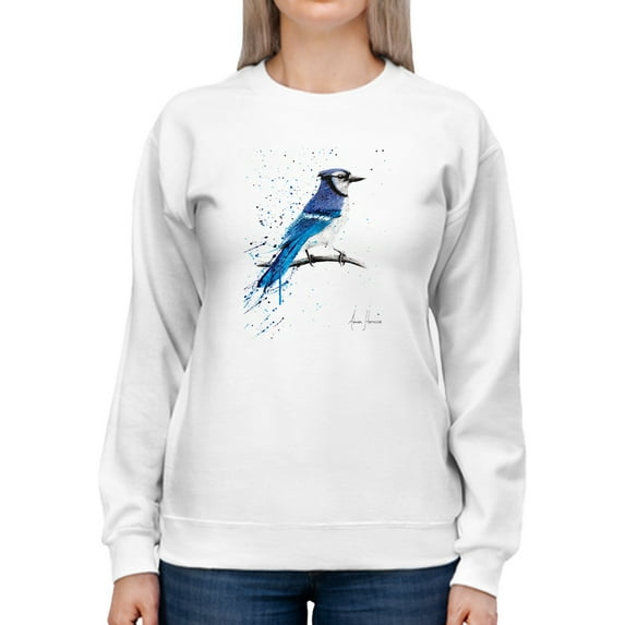 Pastell Blue Jay Bird Sweatshirt Women's -Ashvin Harrison Designs, Female Large