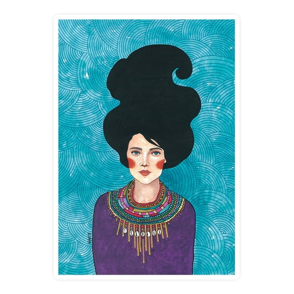 Pastell Classy Woman Sticker -Hulya Ozdemir Designs, Vinyl Sticker