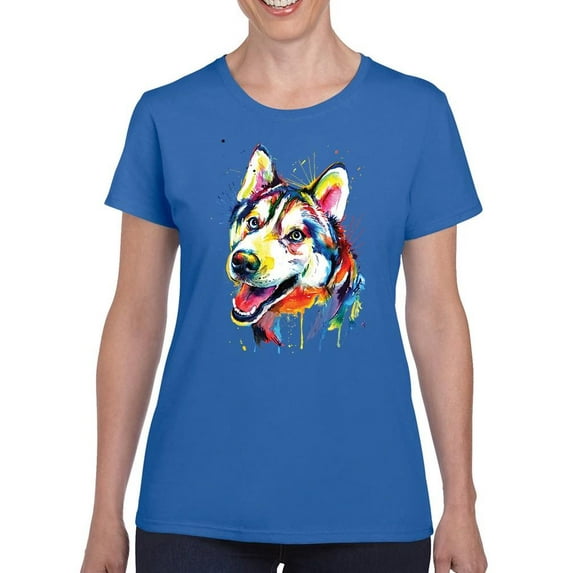 Pastell Colorful And Happy Husky T-Shirt Women -Weekday Best Designs, Female x-Large