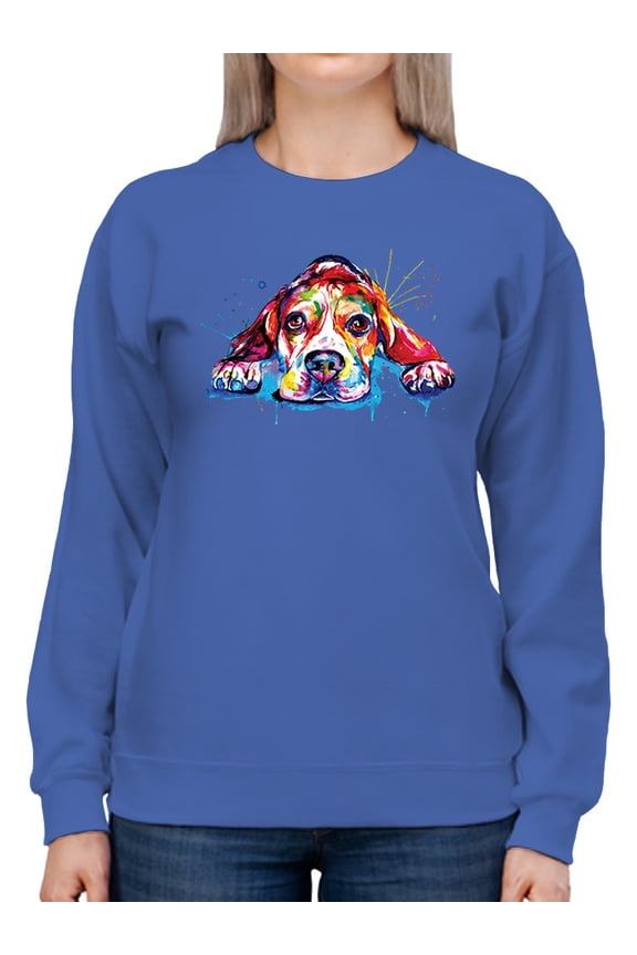 Colorful Beagle Dog Sweatshirt Women -Weekday Best Designs, Female Medium