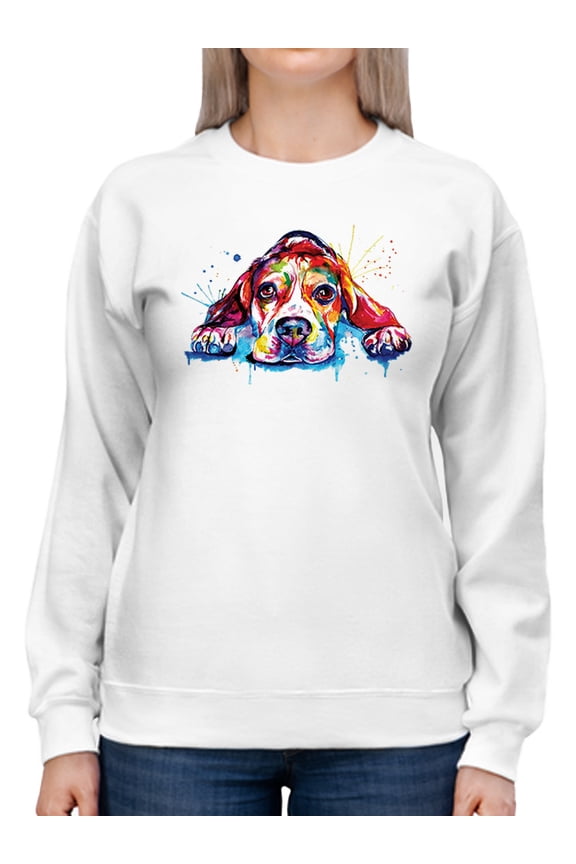 Colorful Beagle Dog Sweatshirt Women -Weekday Best Designs, Female XX-Large