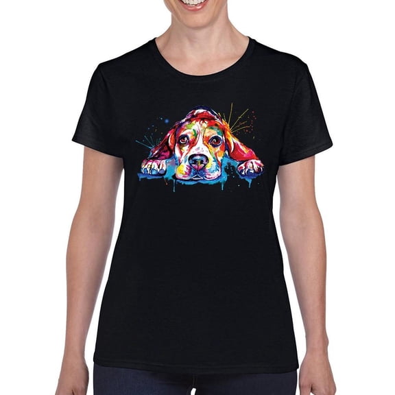 Pastell Colorful Beagle Dog T-Shirt Women -Weekday Best Designs, Female Large