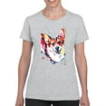 thumbnail image 1 of Pastell Colorful Corgi Smiling T-Shirt Women -Weekday Best Designs, Female x-Large, 1 of 4