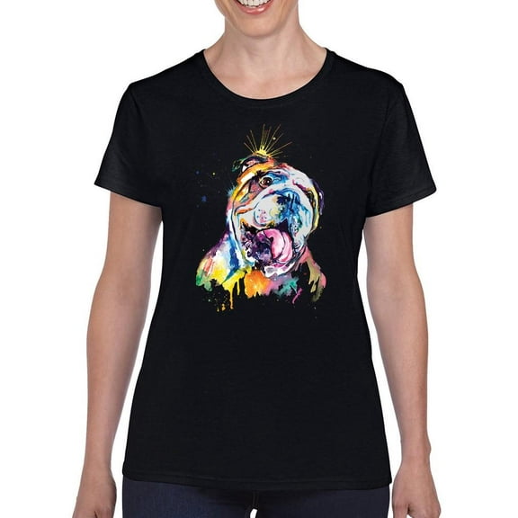 Pastell Colorful English Bulldog T-Shirt Women -Weekday Best Designs, Female Large