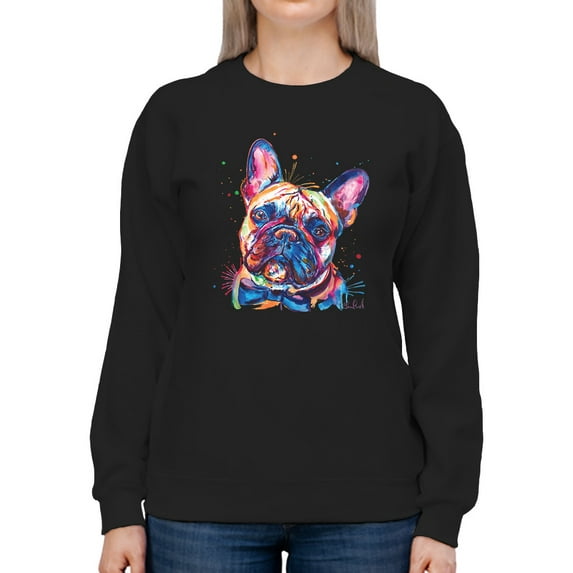 Pastell Colorful French Bulldog Sweatshirt Women -Weekday Best Designs, Female Medium