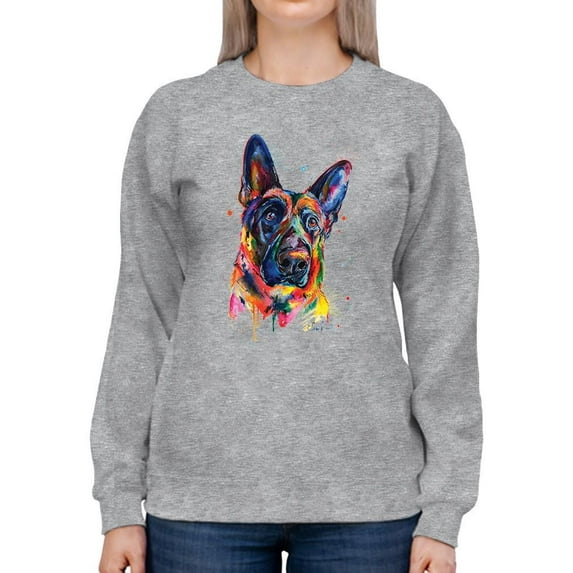 Pastell Colorful German Sheperd Sweatshirt Women -Weekday Best Designs, Female 3X-Large